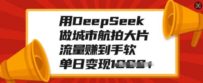用DeepSeek做城市航拍大片，流量赚到手软，单日变现多张-云阁资源网