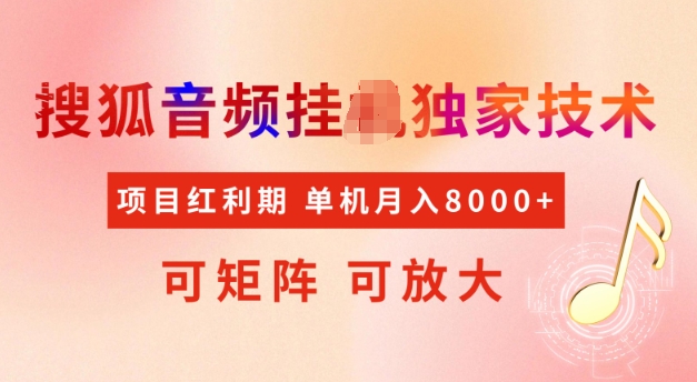 首发搜狐音频挂JI，项目红利期，可矩阵可放大，稳定月入5k【揭秘】-云阁资源网