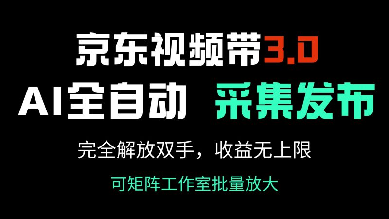 京东视频带货3.0,Ai全自动采集+自动发布,完全解放双手,收入无上限…-云阁资源网