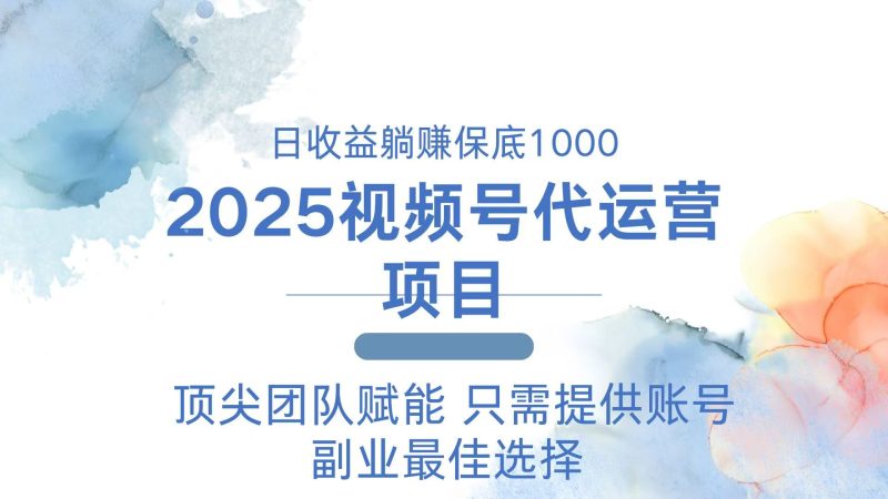 2025视频号代运营 日躺赚1000+ 只需提供账号-云阁资源网