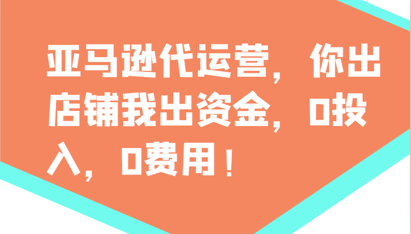 亚马逊代运营，你出店铺我出资金，0投入，0费用，无责任每天300分红，赢亏我承担-云阁资源网