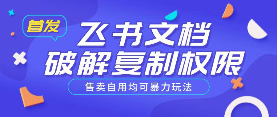 首发飞书文档破解复制权限，售卖自用均可暴力玩法-云阁资源网