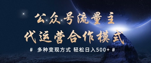 公众号流量主代运营  多种变现方式 轻松日入5张【揭秘】-云阁资源网