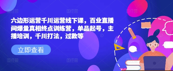 六边形运营千川运营线下课，百业直播间爆量真相终点训练营，单品起号，主播培训，千川打法，过款等-云阁资源网