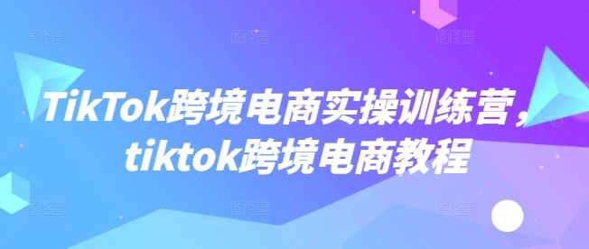TikTok跨境电商实操训练营，tiktok跨境电商教程-云阁资源网