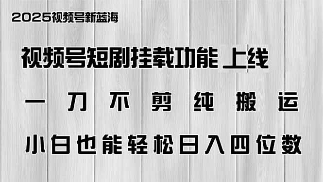 视频号短剧挂载功能上线，一刀不剪纯搬运，小白也能轻松日入四位数-云阁资源网