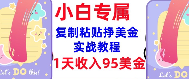 复制粘贴挣美金，0门槛，1天收入95美刀，3分钟学会，内部教程(首次公开)-云阁资源网