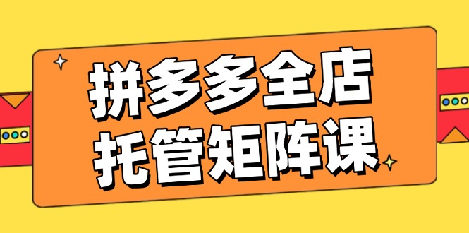 拼多多全店托管矩阵课，盈利动销玩法，高效计划设置，提升店铺效益-云阁资源网