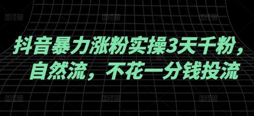 抖音暴力涨粉实操3天千粉，自然流，不花一分钱投流，实操经验分享-云阁资源网