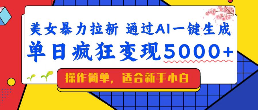 美女暴力拉新，通过AI一键生成，单日疯狂变现5000+，纯小白一学就会！-云阁资源网