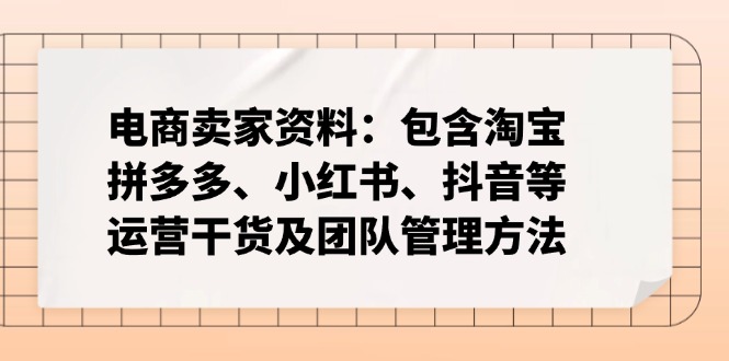电商卖家资料：包含淘宝、拼多多、小红书、抖音等运营干货及团队管理方法-云阁资源网