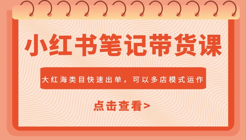 小红书笔记带货课，大红海类目快速出单，市场大，可以多店模式运作-云阁资源网