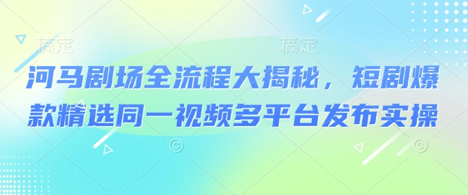 河马剧场全流程大揭秘，短剧爆款精选同一视频多平台发布实操-云阁资源网
