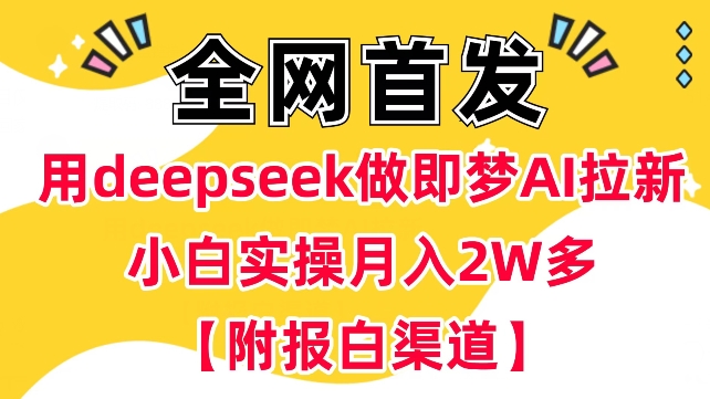用deepseek做即梦Ai拉新 小白实操月入过W+【附报白渠道】-云阁资源网