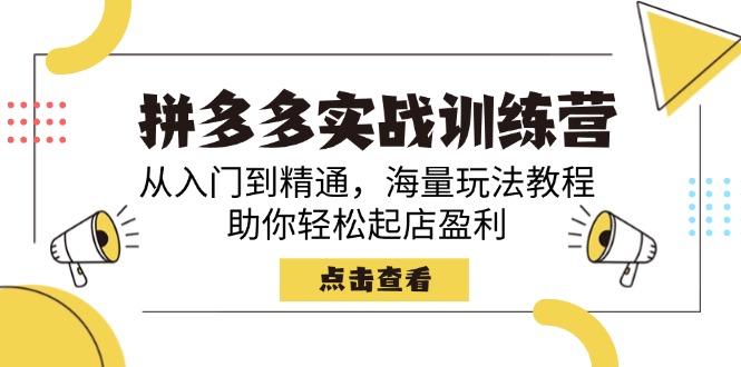 拼多多实战训练营，从入门到精通，海量玩法教程，助你轻松起店盈利-云阁资源网