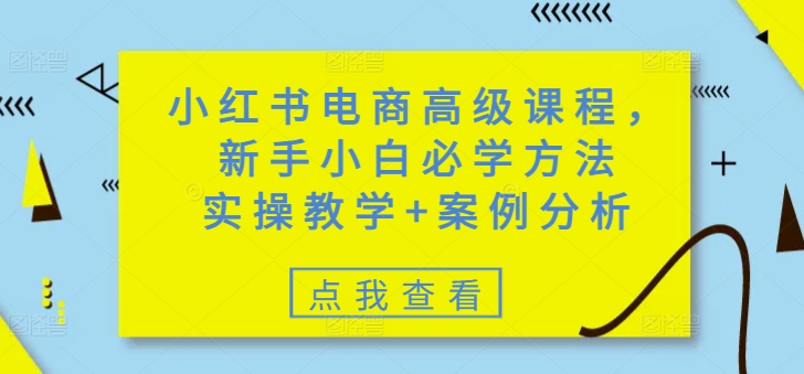 小红书电商高级课程，新手小白必学方法，实操教学+案例分析-云阁资源网
