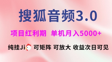 搜狐音频挂ji3.0.可矩阵可放大，独家技术，稳定月入5000+【揭秘】-云阁资源网