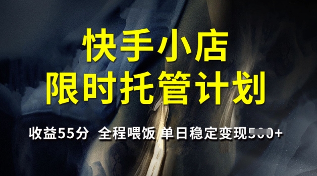 快手小店限时托管计划，收益55分，全程喂饭，单日稳定变现5张【揭秘】-云阁资源网