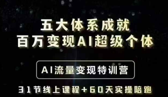 五大体系成就百万变现AI超级个体- AI流量变现特训营，一步一步教你一个人怎么年入百W-云阁资源网