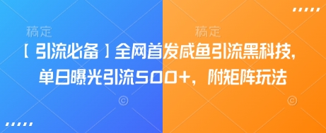 【引流必备】全网首发咸鱼引流黑科技，单日曝光引流500+，附矩阵玩法【揭秘】-云阁资源网