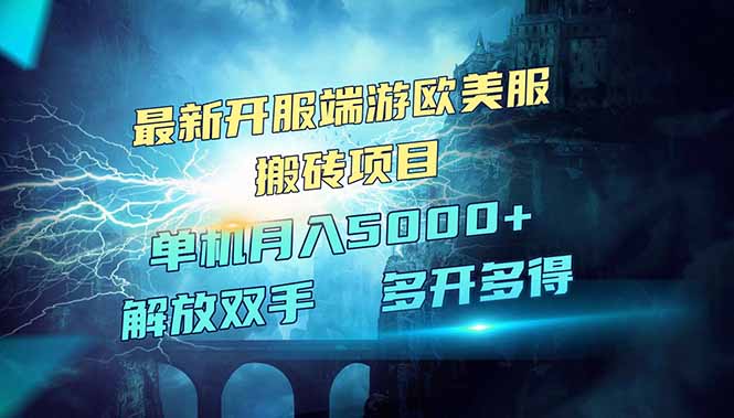全网热门游戏欧美服端游搬砖，最新开服，项目红利期，单机月入5000+-云阁资源网