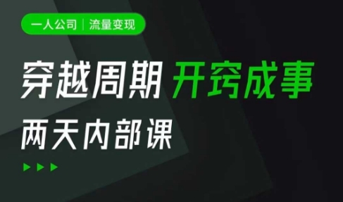 一人公司：流量变现课，一人公司的方法模型拆解， 拆解富人思维，流量思维，小老板思维等-云阁资源网
