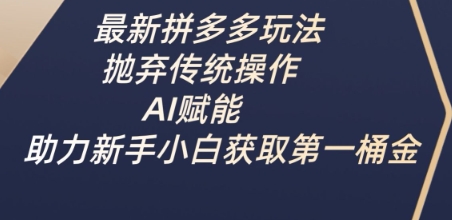 最新拼多多玩法，抛弃传统操作，AI赋能，助力新手小白获取第一桶金-云阁资源网