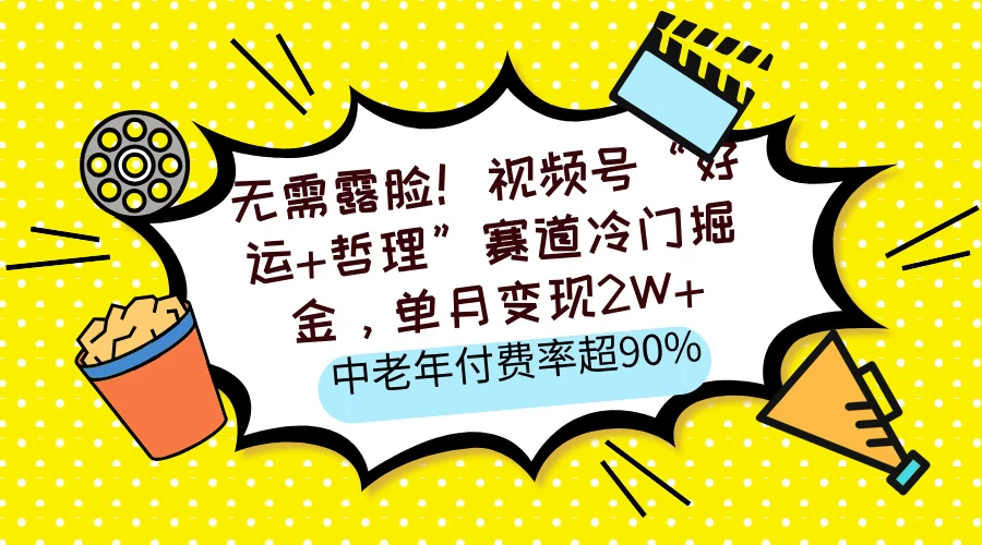 无需露脸！视频号“好运+哲理”赛道冷门掘金，单月变现2W+，中老年付费率超90%-云阁资源网