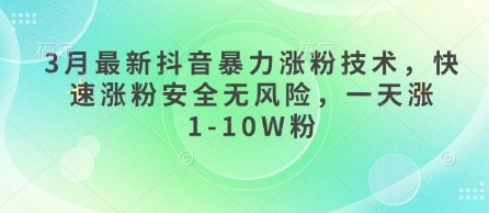 3月最新抖音暴力涨粉技术，快速涨粉安全无风险，一天涨1-10W粉-云阁资源网