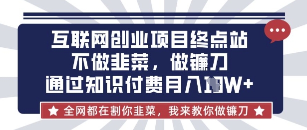 互联网创业尽头-不做韭菜，做镰刀，通过知识付费月入10个【揭秘】-云阁资源网