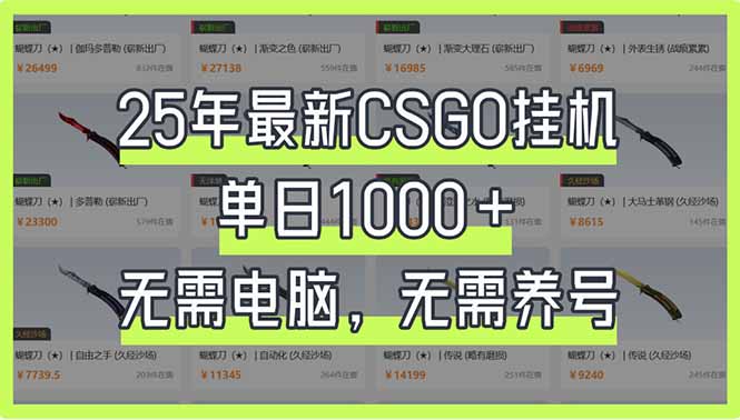 25年最新CSGO挂机系统，单日1000+，无需电脑，无需养号，0基础可上手-云阁资源网
