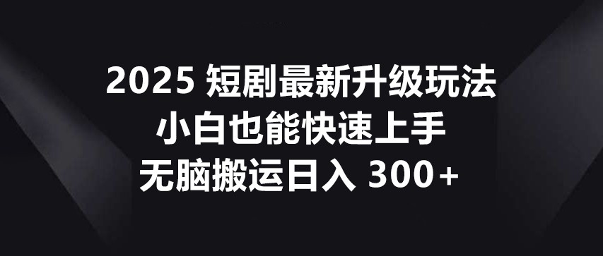 2025短剧最新升级玩法，小白也能快速上手，无脑搬运日入300+-云阁资源网