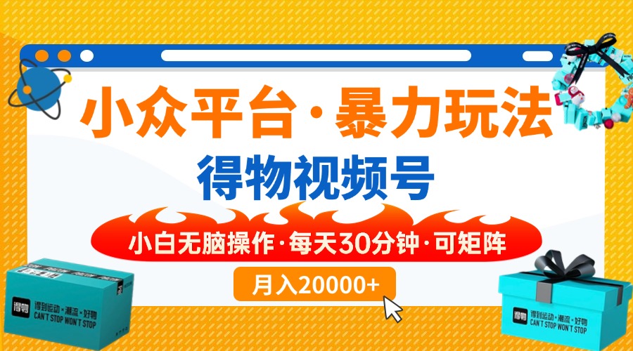 小众平台暴力玩法，一键搬运爆款视频，可矩阵小白无脑操作，每天30分钟…-云阁资源网