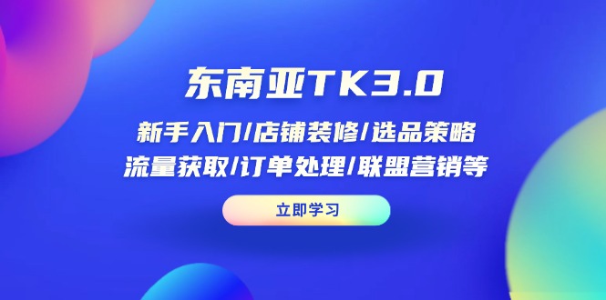 东南亚TK3.0：新手入门/店铺装修/选品策略/流量获取/订单处理/联盟营销等-云阁资源网