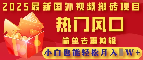 2025最新视频搬砖项目，热门风口，简单去重剪辑，小白也能轻松月入过W-云阁资源网