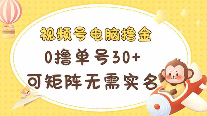 视频号电脑撸金 0撸单号30+ 可矩阵 无需实名多号多得-云阁资源网