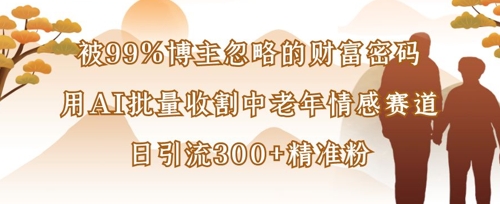 被99%博主忽略的财富密码：用AI批量收割中老年情感赛道，日引流300+精准粉-云阁资源网