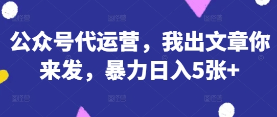 公众号代运营，我出文章你来发，暴力日入5张+【揭秘】-云阁资源网