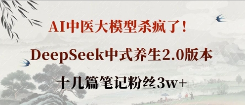 AI中医大模型杀疯了！DeepSeek中式养生2.0版本，十几篇笔记粉丝3w+-云阁资源网