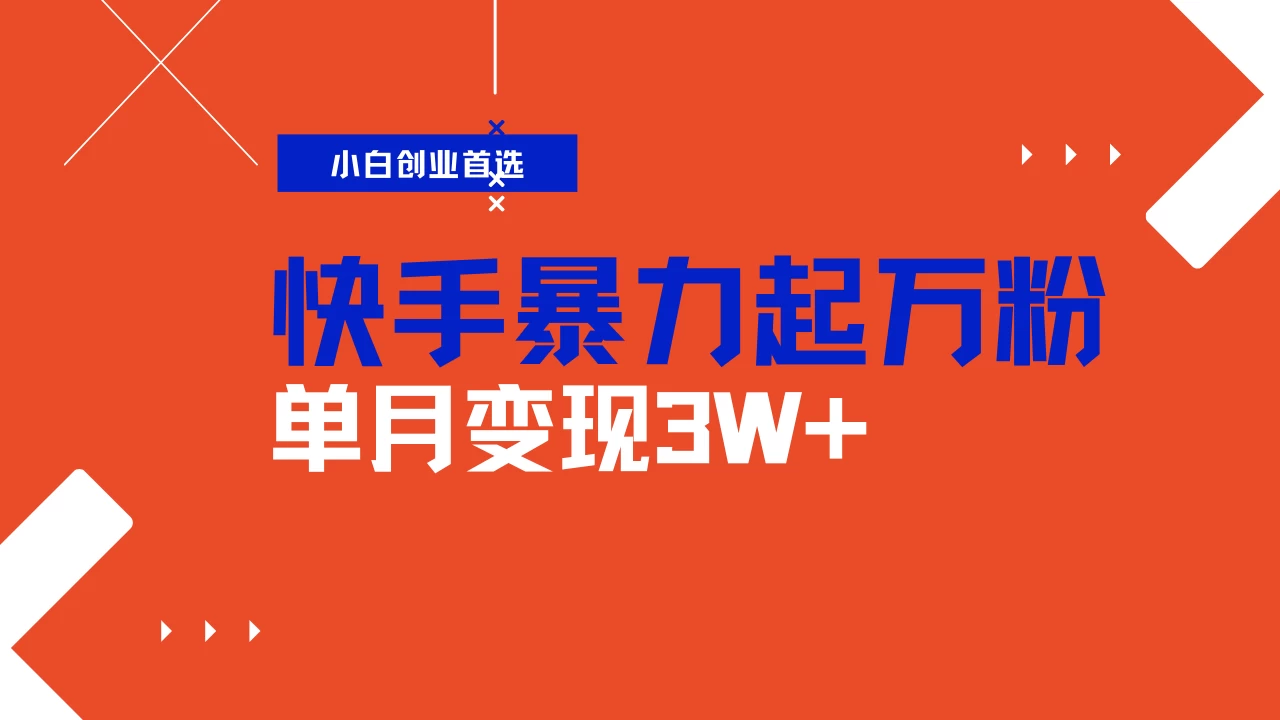 快手起万粉账号，3天一个万粉号，多种变现模式，操作简单无脑复制，小白也能月入过万-云阁资源网