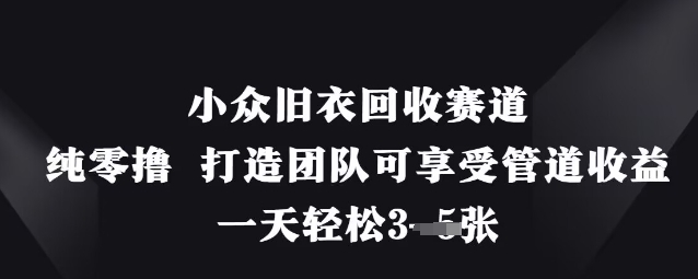 小众旧衣回收赛道，纯零撸 打造团队可享受管道收益，一天轻松3张-云阁资源网