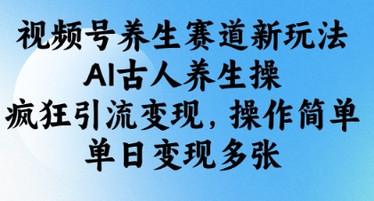 视频号养生赛道新玩法，AI古人养生操，疯狂引流变现，操作简单，单日变现多张-云阁资源网