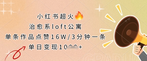 小红书超火的治愈系loft公寓，单条作品点赞16W，3分钟一条，单日变现数张-云阁资源网