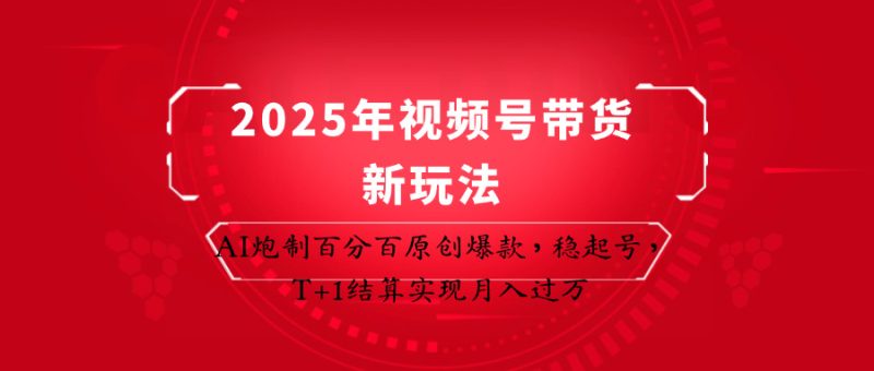 2025年视频号带货新玩法:AI炮制百分百原创爆款,稳起号,T+1结算实现月入过万-云阁资源网