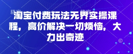 淘宝付费玩法无界实操课程，高价解决一切烦恼，大力出奇迹-云阁资源网