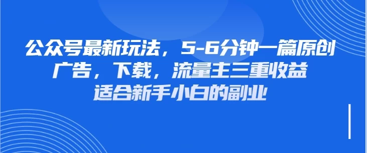 公众号最新玩法，广告，下载，流量主三重收益，非常适合新手小白的项目-云阁资源网