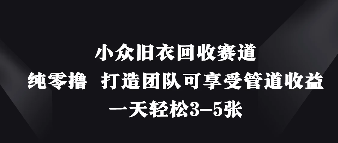 小众旧衣回收赛道，纯零撸 打造团队可享受管道收益，一天轻松3-5张-云阁资源网