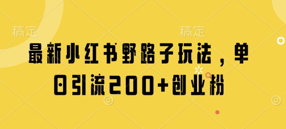 最新小红书野路子玩法，单日引流200+创业粉-云阁资源网