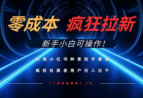 利用小红书种草知乎漏洞，零成本疯狂拉新日入数张，新手小白可操作-云阁资源网