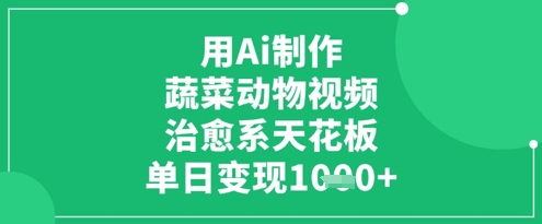 用Ai制作蔬菜动物视频，治愈系天花板，单日变现1k-云阁资源网